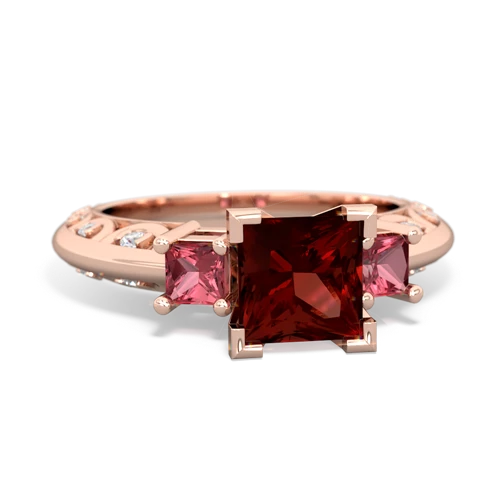 Garnet Genuine Garnet with Genuine Pink Tourmaline and  Art Deco ring Ring