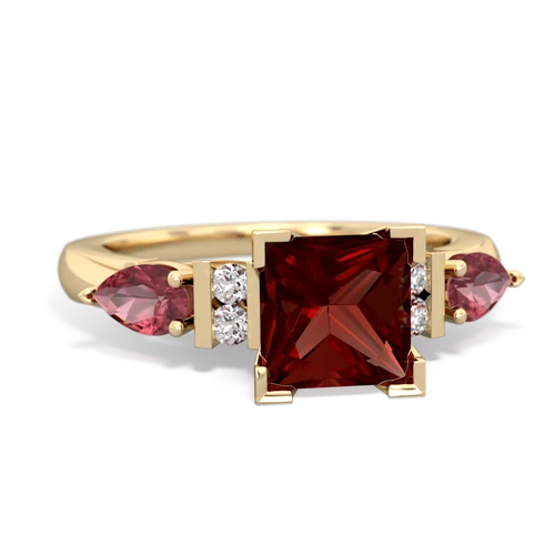 Garnet Genuine Garnet with Genuine Pink Tourmaline and Genuine Opal Engagement ring Ring