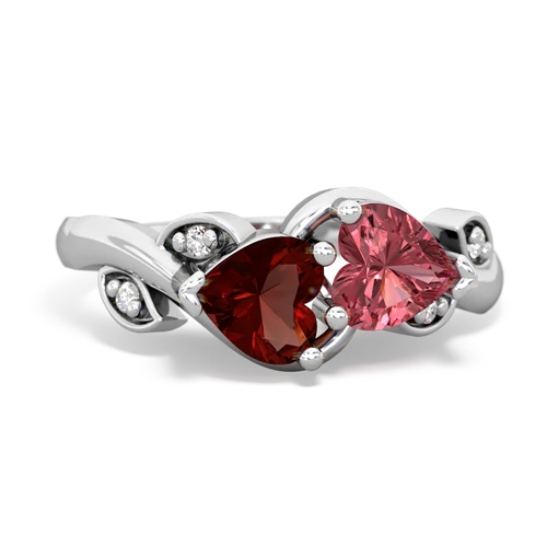 Garnet Genuine Garnet with Genuine Pink Tourmaline Floral Elegance ring Ring
