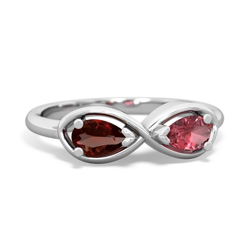 Garnet Genuine Garnet with Genuine Pink Tourmaline Infinity ring Ring