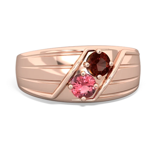 Garnet Genuine Garnet with Genuine Pink Tourmaline Art Deco Men's ring Ring
