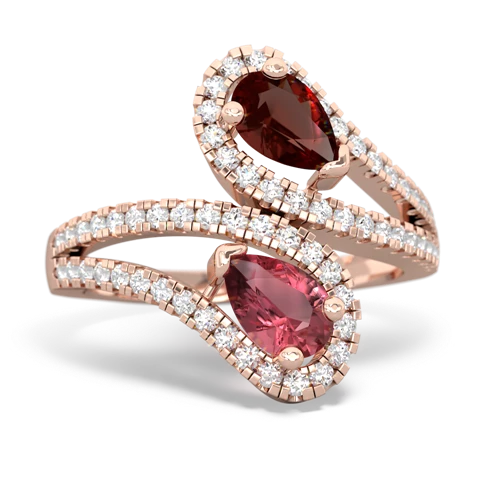 garnet-tourmaline pave swirls ring