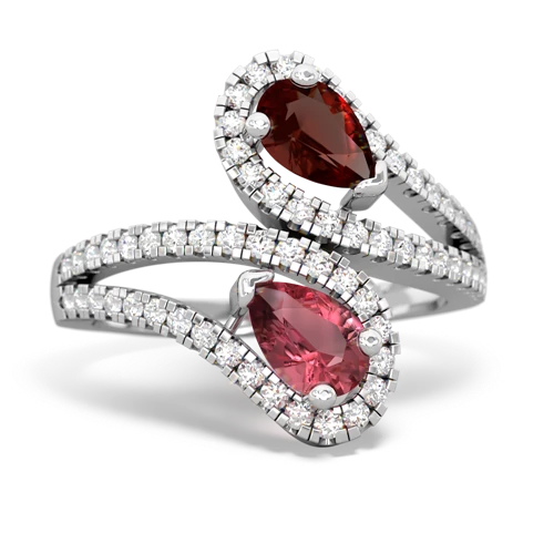 garnet-tourmaline pave swirls ring