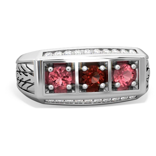 garnet-tourmaline three stone ring