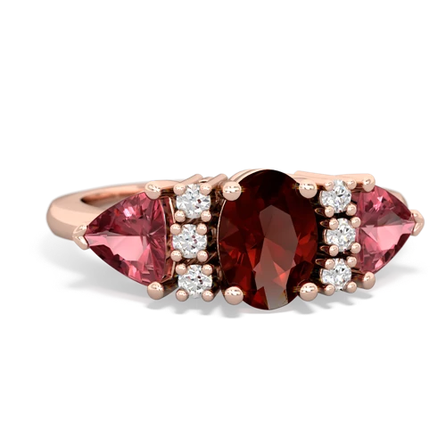 Garnet Genuine Garnet with Genuine Pink Tourmaline and Genuine Tanzanite Antique Style Three Stone ring Ring