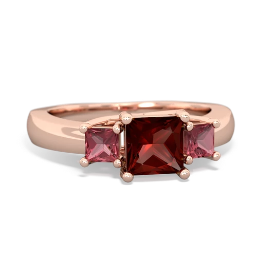 Garnet Genuine Garnet with Genuine Pink Tourmaline and Genuine Tanzanite Three Stone Trellis ring Ring