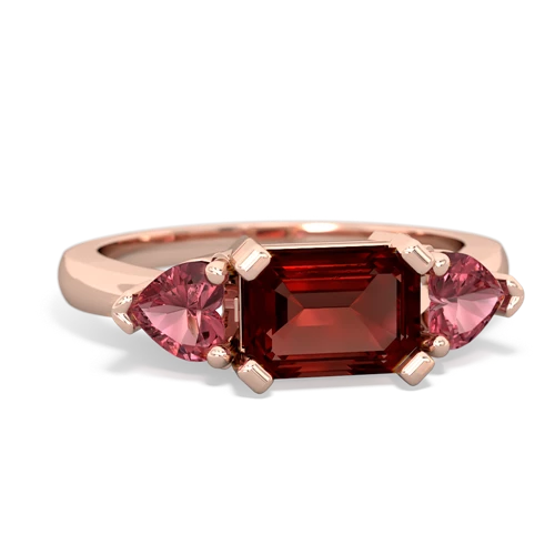 Garnet Genuine Garnet with Genuine Pink Tourmaline and  Three Stone ring Ring