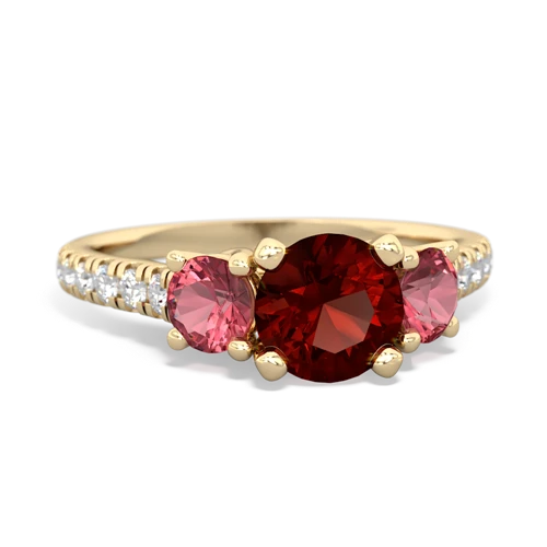 Garnet Genuine Garnet with Genuine Pink Tourmaline and  Pave Trellis ring Ring