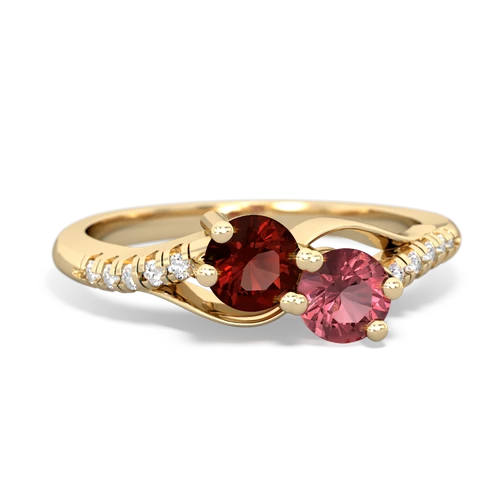 Garnet Genuine Garnet with Genuine Pink Tourmaline Two Stone Infinity ring Ring