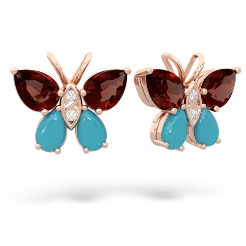 garnet-turquoise butterfly earrings