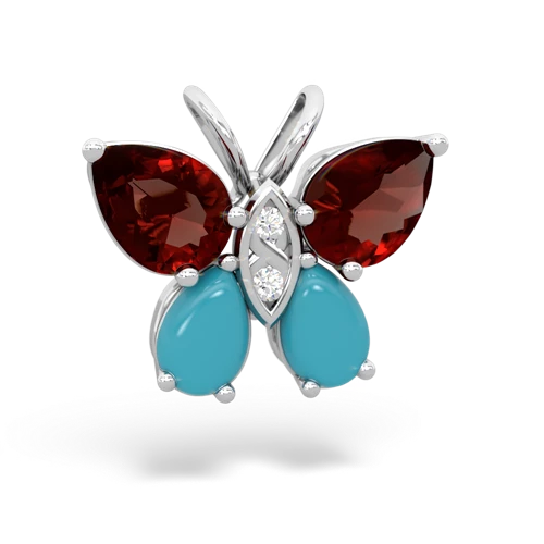 garnet-turquoise butterfly pendant