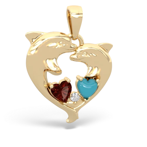 garnet-turquoise dolphins pendant