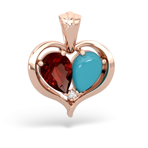 garnet-turquoise half heart whole pendant