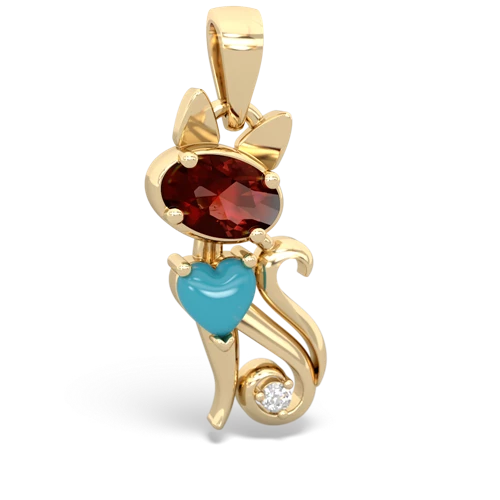 garnet-turquoise kitten pendant