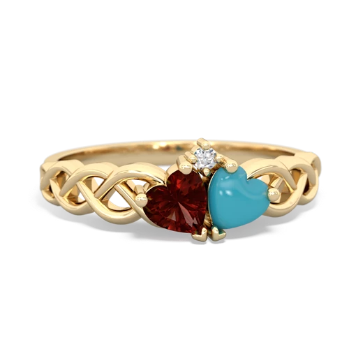 garnet-turquoise celtic braid ring