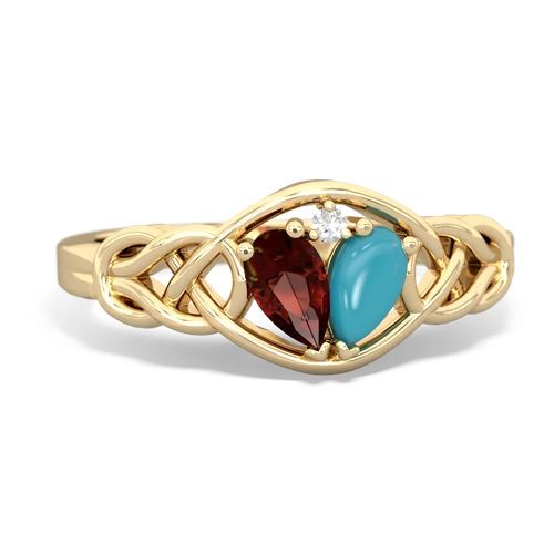 garnet-turquoise celtic knot ring