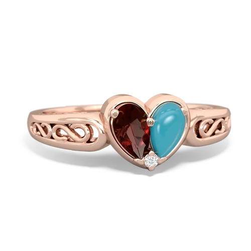garnet-turquoise filligree ring