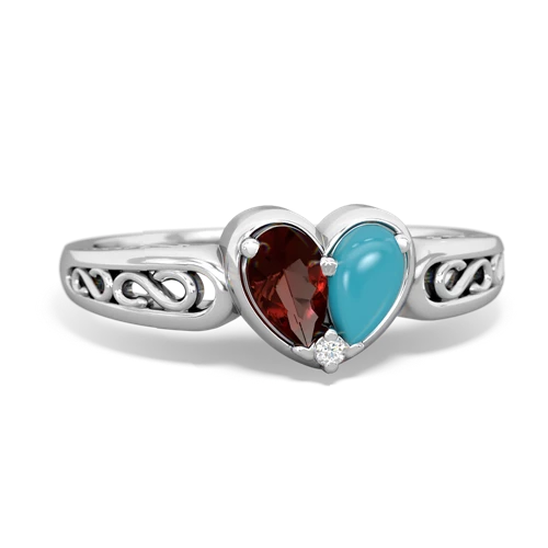 garnet-turquoise filligree ring