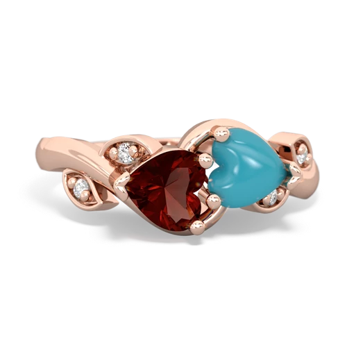 garnet-turquoise floral keepsake ring