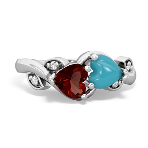 garnet-turquoise floral keepsake ring