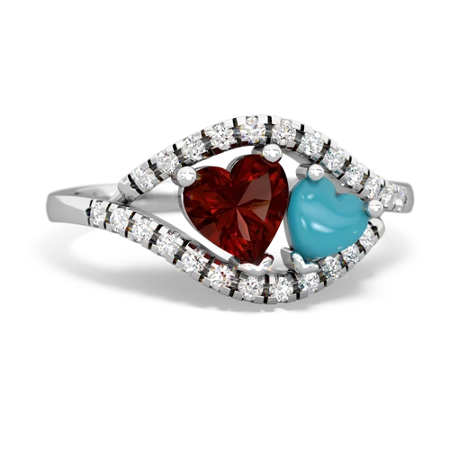 garnet-turquoise mother child ring