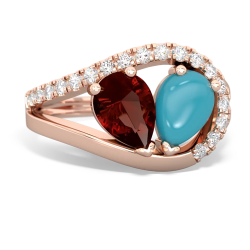 garnet-turquoise pave heart ring