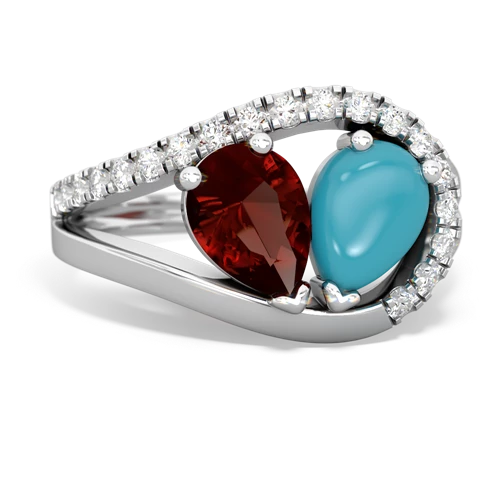 garnet-turquoise pave heart ring