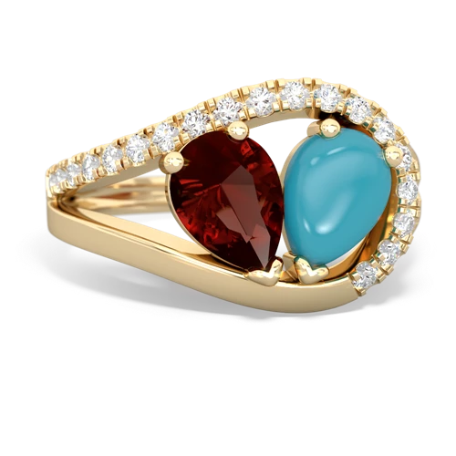 garnet-turquoise pave heart ring