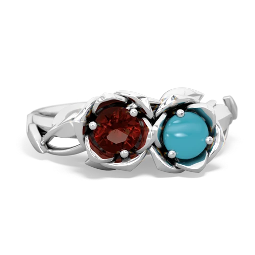 garnet-turquoise roses ring