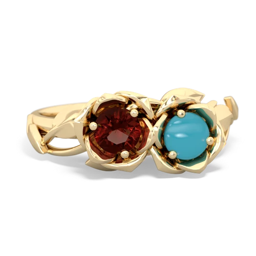 garnet-turquoise roses ring