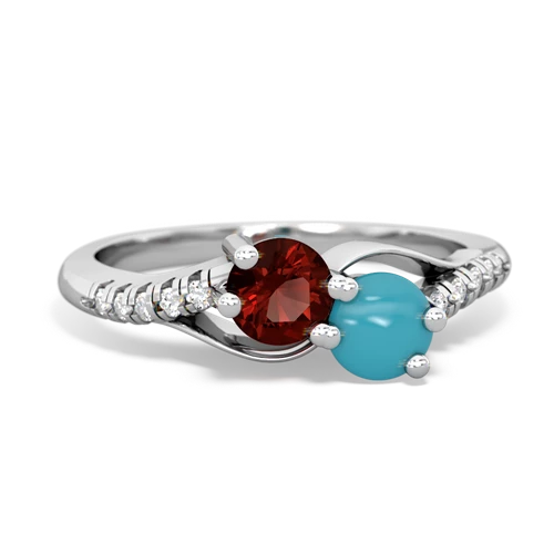 garnet-turquoise two stone infinity ring