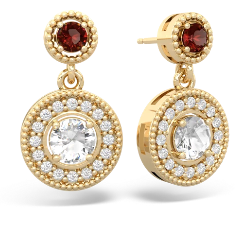 Garnet Genuine Garnet with Genuine White Topaz Halo Dangle earrings Earrings