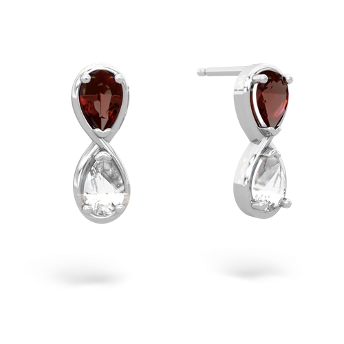 garnet-white topaz infinity earrings