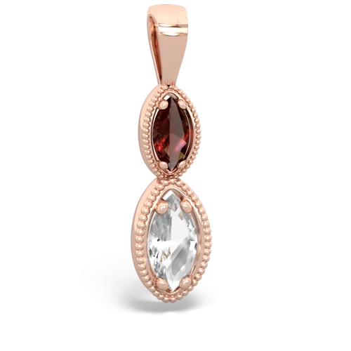 Garnet Genuine Garnet with Genuine White Topaz Antique-style Halo pendant Pendant