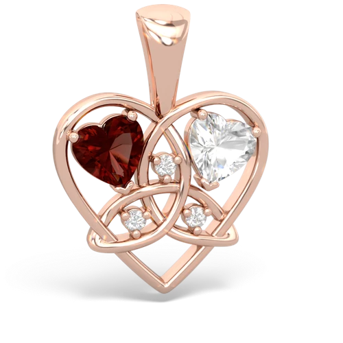 garnet-white topaz celtic heart pendant