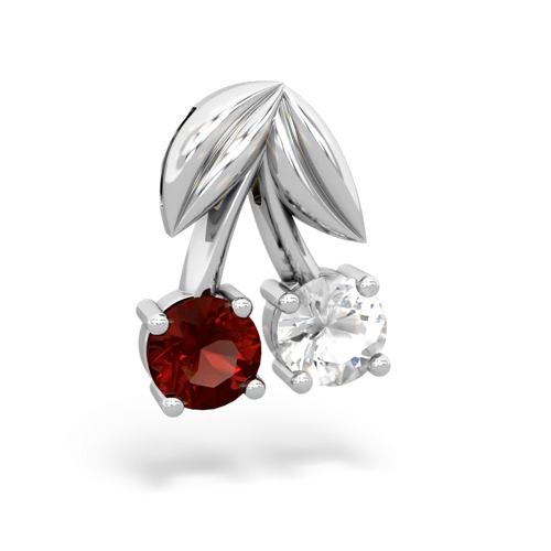 garnet-white topaz cherries pendant