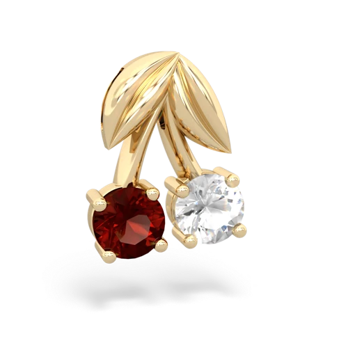 garnet-white topaz cherries pendant