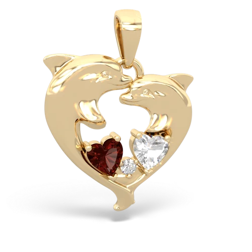 Garnet Genuine Garnet with Genuine White Topaz Dolphin Heart pendant Pendant