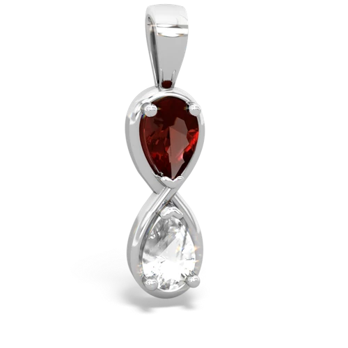 garnet-white topaz infinity pendant