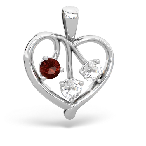 Garnet Genuine Garnet with Genuine White Topaz and  Glowing Heart pendant Pendant
