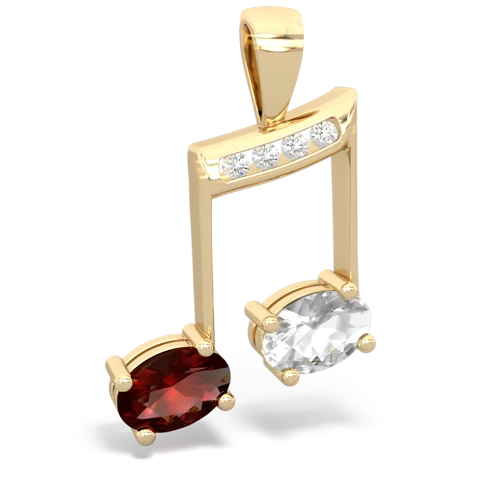 garnet-white topaz music notes pendant