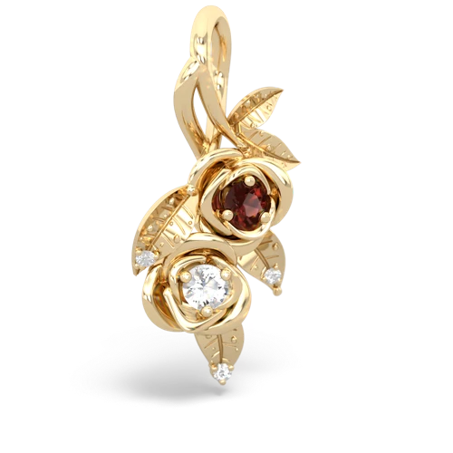Garnet Genuine Garnet with Genuine White Topaz Rose Vine pendant Pendant