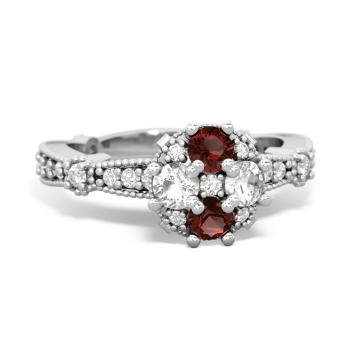 garnet-white topaz art deco engagement ring