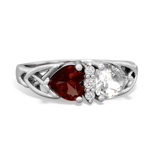 garnet-white topaz celtic ring