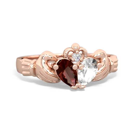 Garnet Genuine Garnet with Genuine White Topaz Claddagh ring Ring