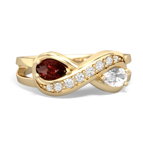 garnet-white topaz diamond infinity ring