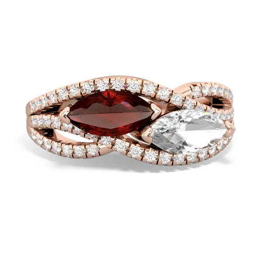 Garnet Genuine Garnet with Genuine White Topaz Diamond Rivers ring Ring