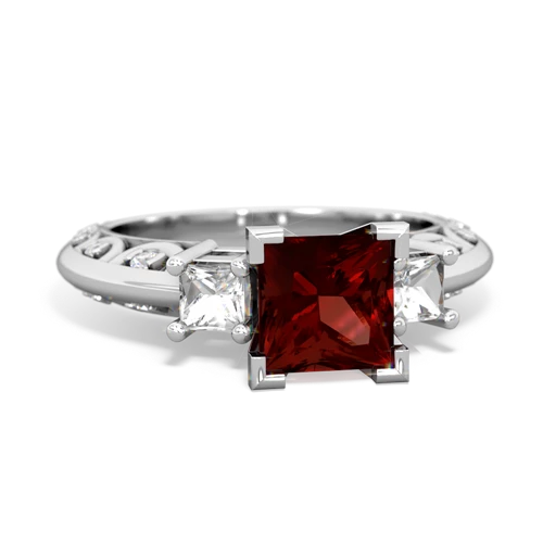 garnet-white topaz engagement ring