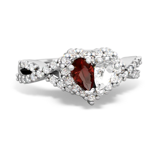 garnet-white topaz engagement ring