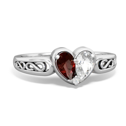 garnet-white topaz filligree ring